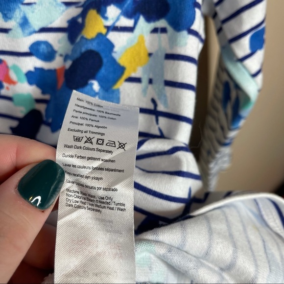 Joules Harbor Print Jersey Top in Multi Flo Stripe Size 2 - Picture 8 of 9